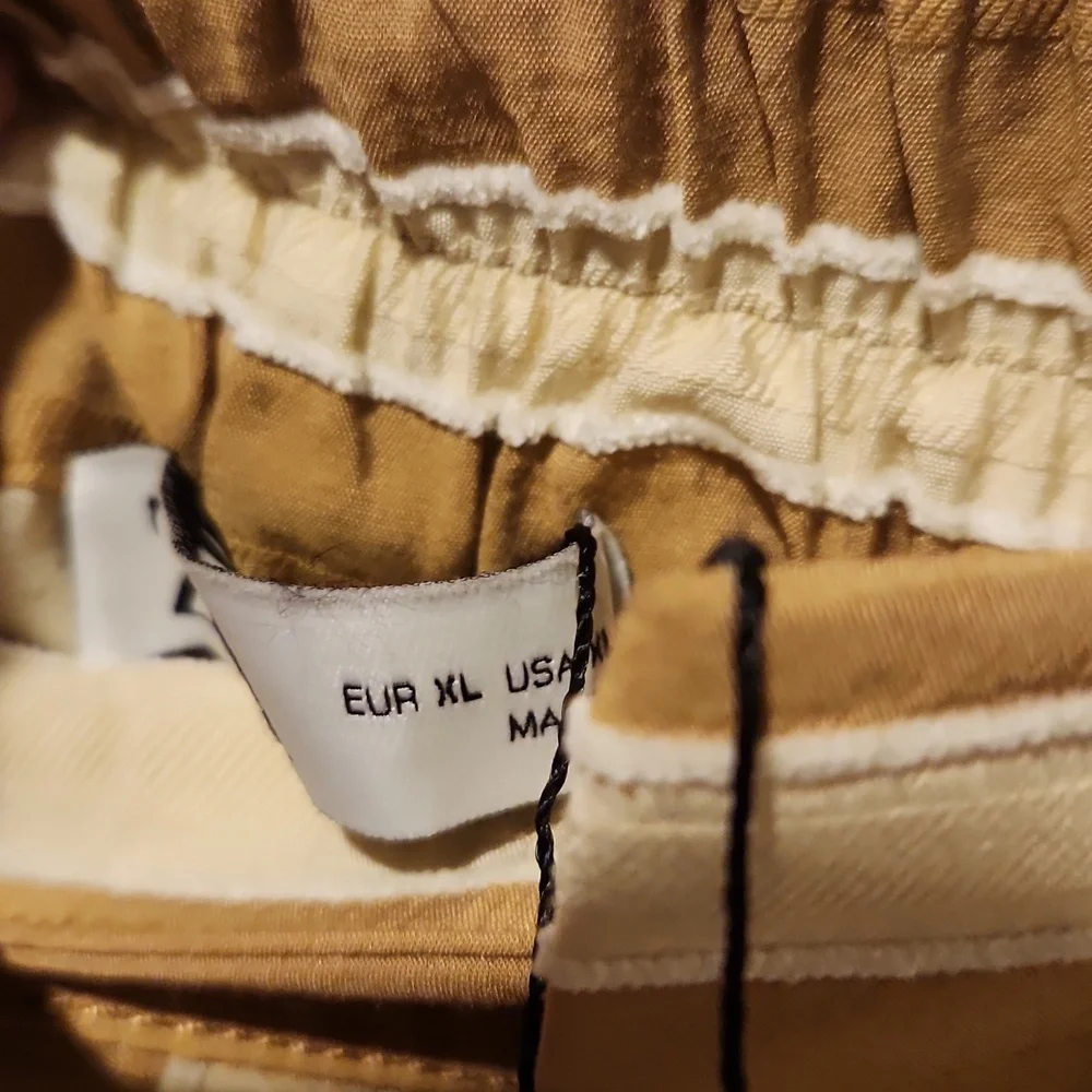 Zara Tan and Cream Striped Wide Leg Pants - Picture 10 of 14